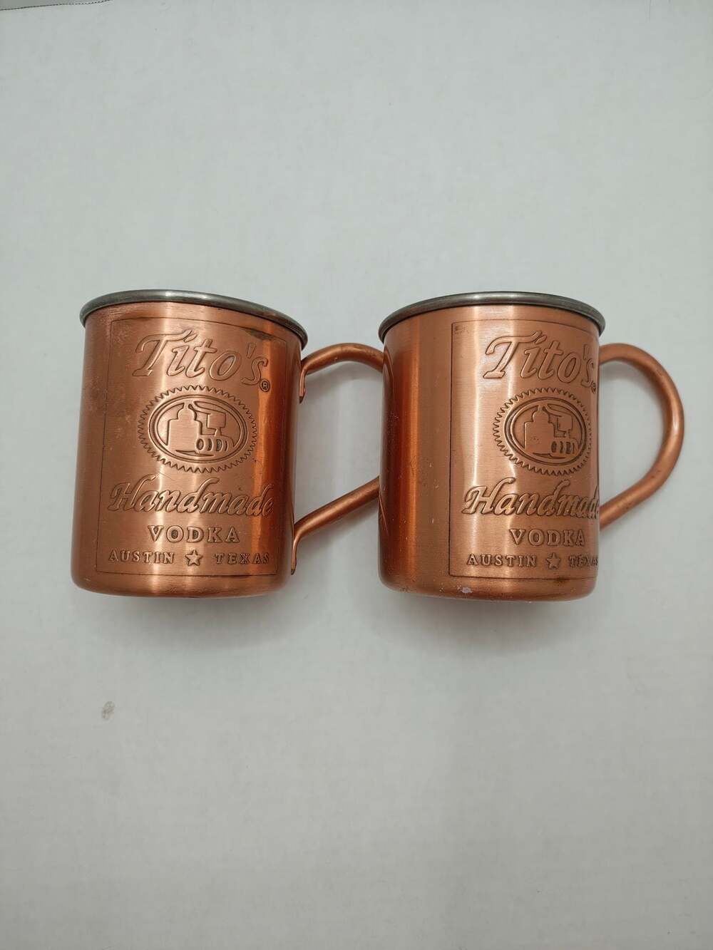 Set of 2 Tito's Handmade Vodka Copper Moscow Mule Mugs